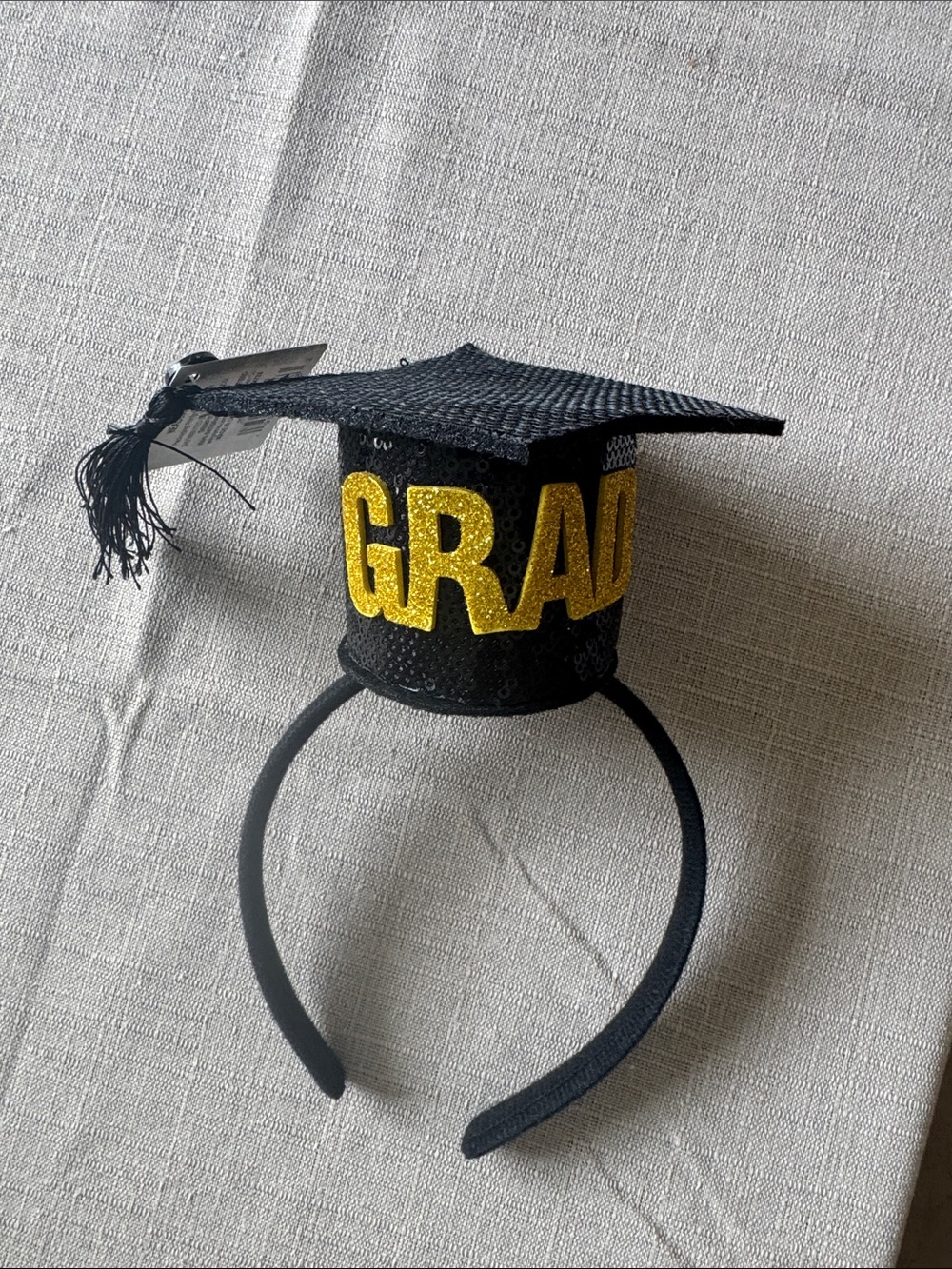 Graduation Mini Cap Headband with Gold 'GRAD' Accent
